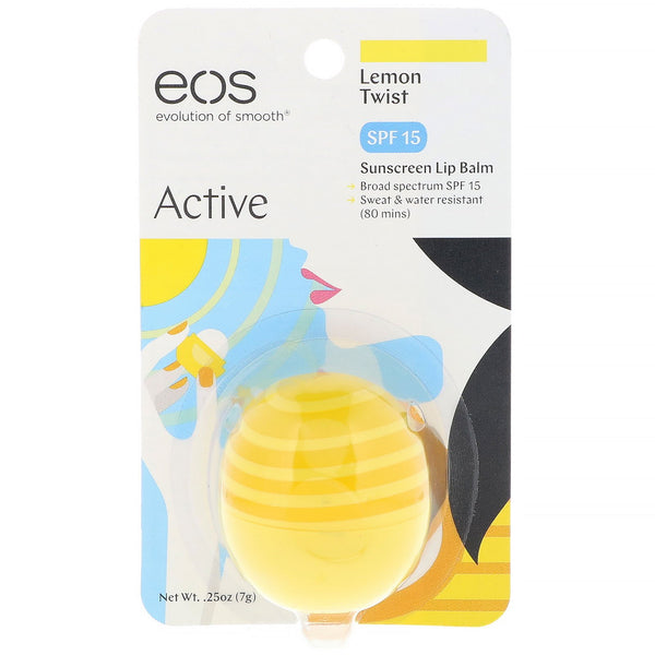 EOS, Lip Balm with SPF 15, Lemon Twist, .25 oz (7 g) - The Supplement Shop