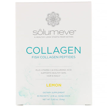 Solumeve, Marine Collagen Peptides Plus Vitamin C & Hyaluronic Acid, Lemon, 30 Packets, 0.18 oz (5.15 g) Each