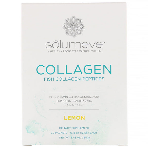 Solumeve, Marine Collagen Peptides Plus Vitamin C & Hyaluronic Acid, Lemon, 30 Packets, 0.18 oz (5.15 g) Each
