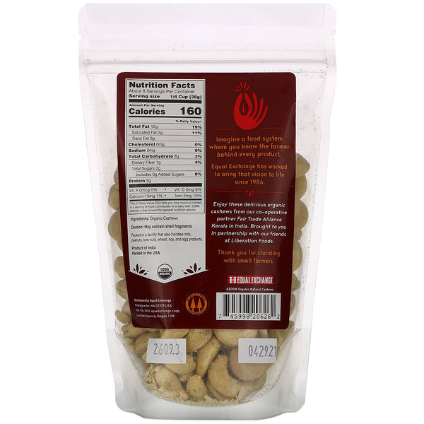 Equal Exchange, Organic Natural Cashews, 8 oz (227 g) - The Supplement Shop