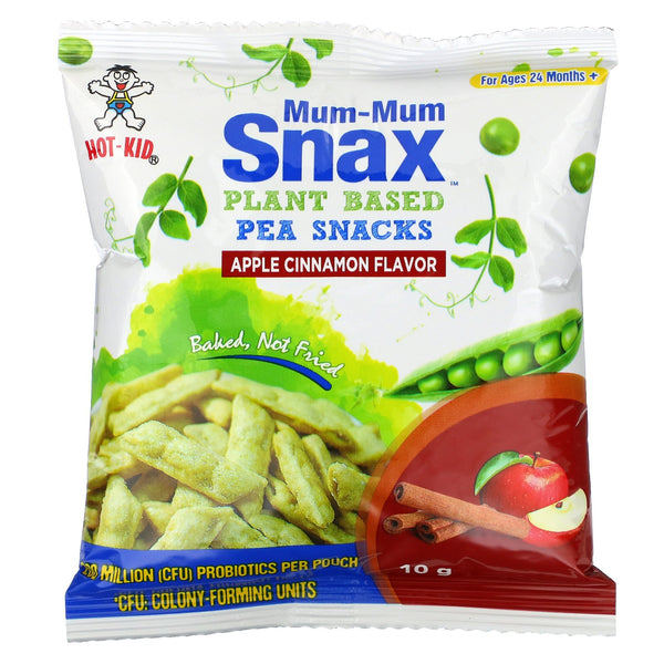 Hot Kid, Mum-Mum Snax, Baked Pea Snacks, For Ages 24 Months+, Apple Cinnamon, 5 Pouches, 1.76 oz (50 g) - The Supplement Shop