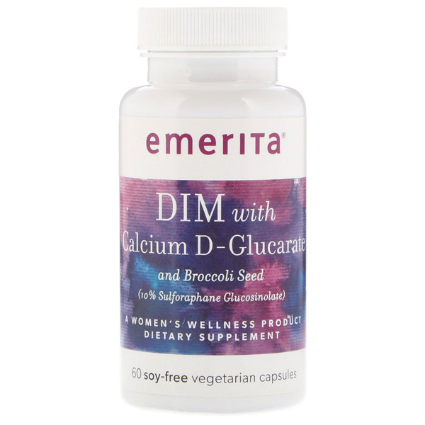 Emerita, DIM With Calcium D-Glucarate and Broccoli Seed, 60 Soy-Free Vegetarian Capsules - The Supplement Shop