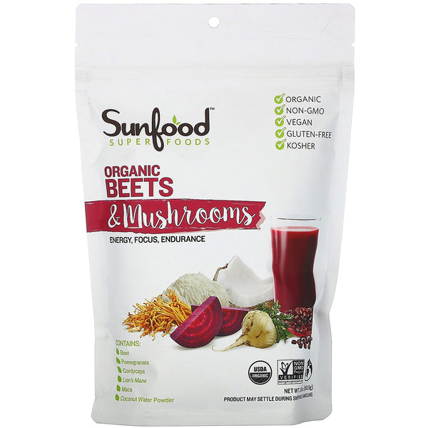 Sunfood, Superfoods, Organic Beets & Mushrooms, 5.31 oz (150.5 g) - The Supplement Shop