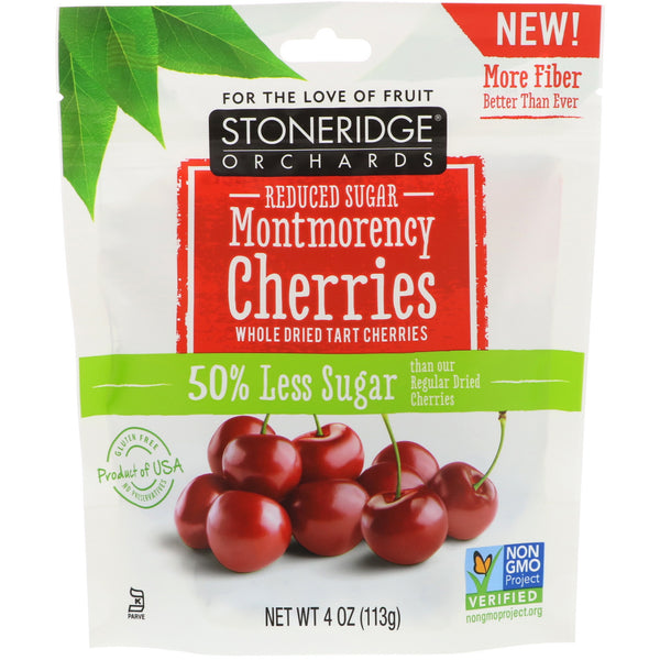 Stoneridge Orchards, Montmorency Cherries, Whole Dried Tart Cherries, Reduced Sugar, 4 oz (113 g) - The Supplement Shop
