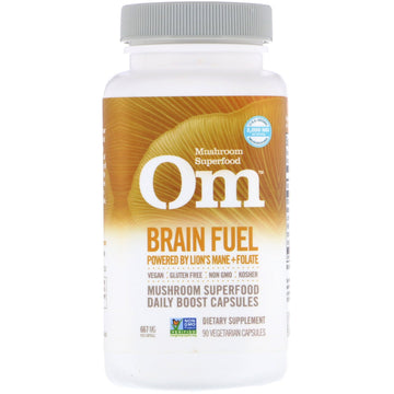 Organic Mushroom Nutrition, Brain Fuel, Powered by Lion's Mane + Folate, 667 mg, 90 Vegetarian Capsules