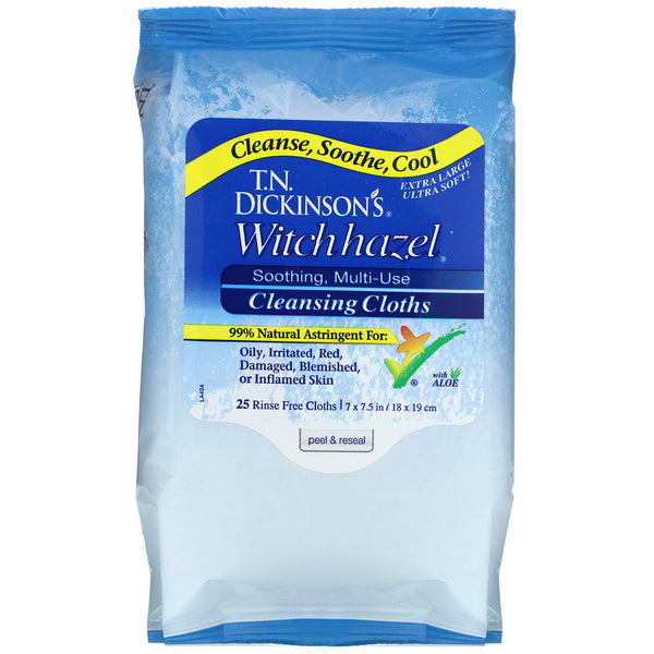 Dickinson Brands, Witch Hazel, Cleansing Cloths, 25 Rinse Free Cloths - The Supplement Shop
