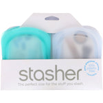 Stasher, Reusable Silicone Pocket, Clear & Aqua, 2 Pack, 4 oz (42 g) Each - The Supplement Shop