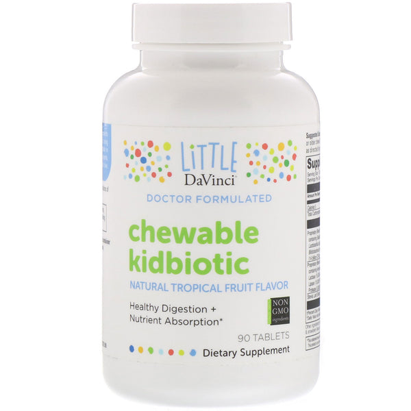 Little DaVinci, Chewable Kidbiotic, Natural Tropical Fruit Flavor, 90 Tablets - The Supplement Shop