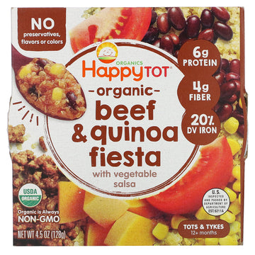 Happy Family Organics, Happy Tot, 12+ Months, Organic Beef & Quinoa Fiesta with Vegetable Salsa,  4.5 oz (128 g)