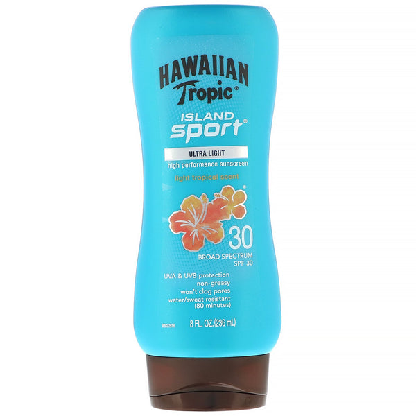 Hawaiian Tropic, Island Sport, High Performance Sunscreen, SPF 30, Light Tropical Scent, 8 fl oz (236 ml) - The Supplement Shop