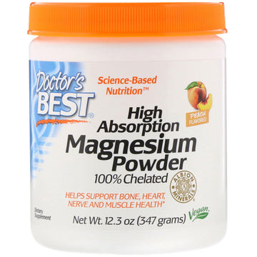 Doctor's Best, High Absorption Magnesium Powder 100% Chelated with Albion Minerals, Peach Flavored, 12.3 oz (347 g)