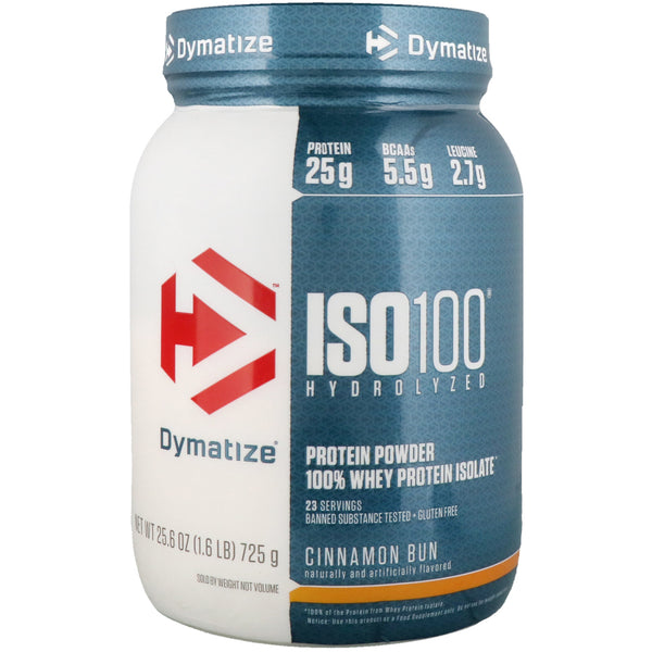 Dymatize Nutrition, ISO100 Hydrolyzed, 100% Whey Protein Isolate, Cinnamon Bun, 1.6 lbs (725 g) - The Supplement Shop