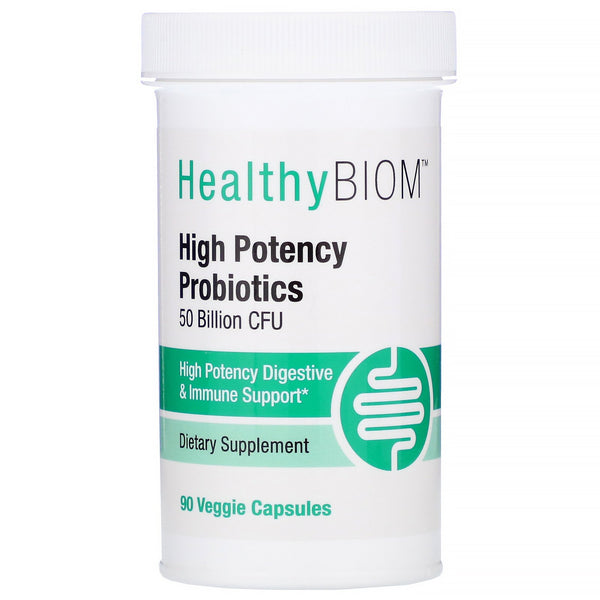 HealthyBiom, High Potency Probiotics, 50 Billion CFUs, 90 Veggie Capsules