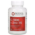 Protocol for Life Balance, C-1000 + Zinc-15, 120 Veg Capsules - The Supplement Shop