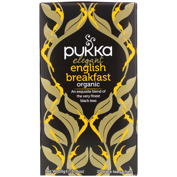 Pukka Herbs, Organic Elegant English Breakfast, 20 Black Tea Sachets, 1.76 oz (50 g) - The Supplement Shop