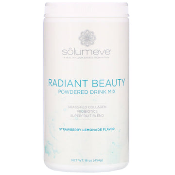 Solumeve, Radiant Beauty, Grass-Fed Collagen, Probiotics & Superfruits Powdered Drink Mix, Strawberry Lemonade, 16 oz (454 g)