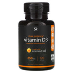 Sports Research, Vitamin D3 with Coconut Oil, 250 mcg (10,000 IU), 120 Softgels - The Supplement Shop