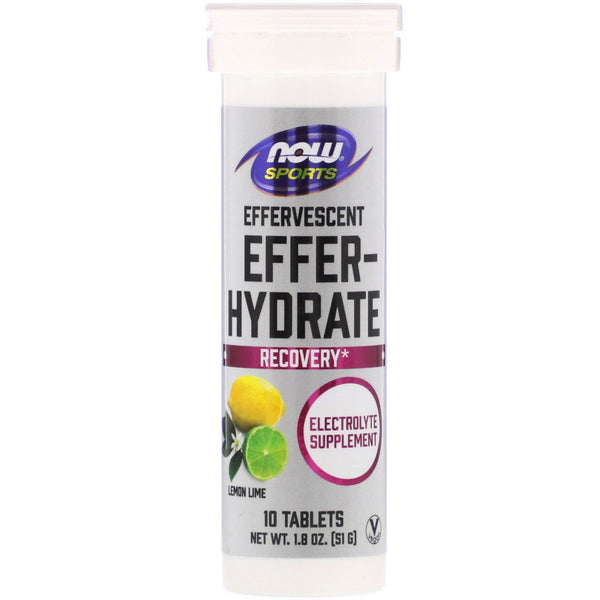 Now Foods, Sports, Effer-Hydrate, Lemon Lime, 10 Tablets, 1.8 oz (51 g) - The Supplement Shop