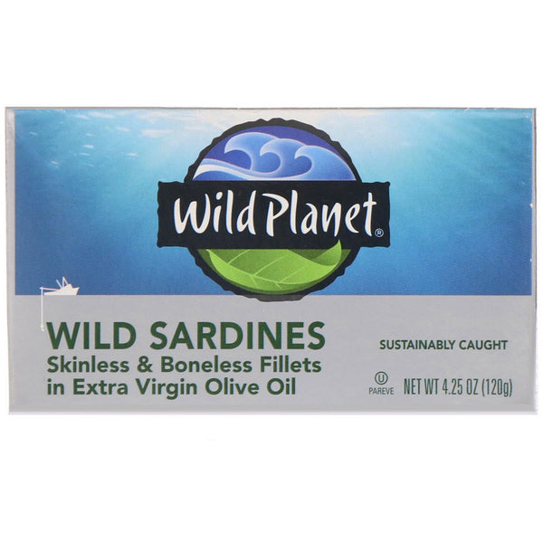 Wild Planet, Wild Sardines Skinless & Boneless Fillets In Extra Virgin Olive Oil, 4.25 oz (120 g) - The Supplement Shop