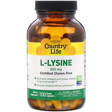 Country Life, L-Lysine, 500 mg, 100 Vegan Capsules