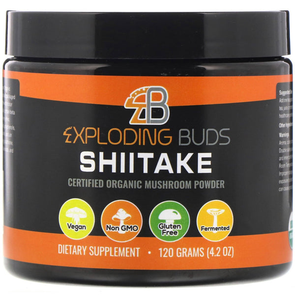Exploding Buds, Shiitake, Certified Organic Mushroom Powder, 4.2 oz (120 g) - The Supplement Shop