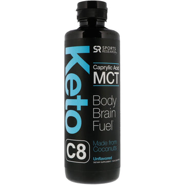 Sports Research, Keto C8, Caprylic Acid MCT, Unflavored, 16 fl oz (473 ml)