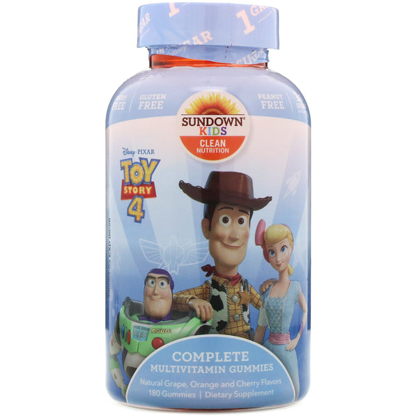 Sundown Naturals Kids, Complete Multivitamin Gummies, Toy Story 4, Grape, Orange & Cherry Flavored, 180 Gummies - The Supplement Shop