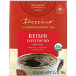 Teeccino, Mushroom Herbal Tea, Organic Reishi Eleuthero, Caffeine Free, 10 Tea Bags, 2.12 oz (60 g) - The Supplement Shop