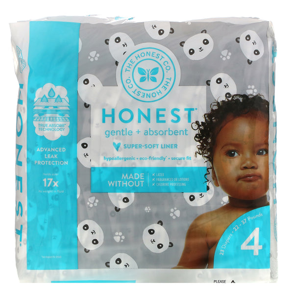 The Honest Company, Honest Diapers, Size 4, 22-37 Pounds, Pandas, 23 Diapers - The Supplement Shop