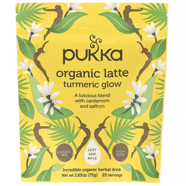 Pukka Herbs, Turmeric Glow Organic Latte, Caffeine-Free, 2.65 oz (75 g) - The Supplement Shop