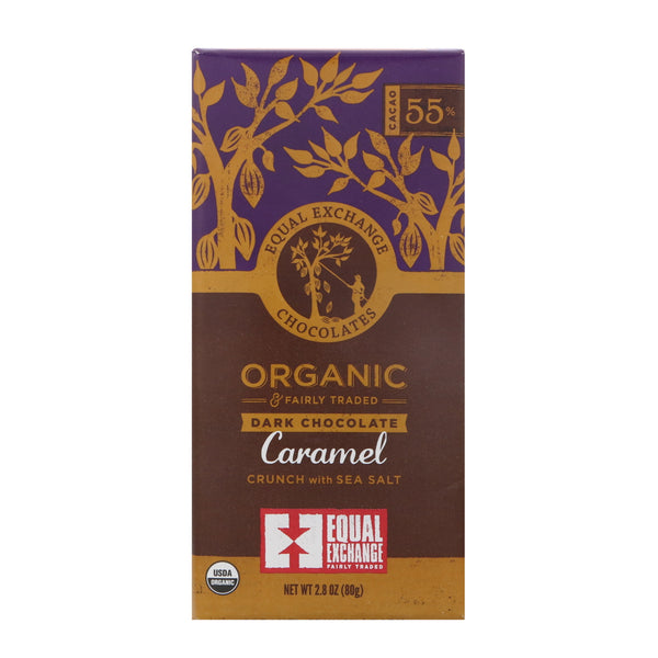 Equal Exchange, Organic, Dark Chocolate, Caramel Crunch with Sea Salt, 55% Cacao, 2.8 oz (80 g) - The Supplement Shop