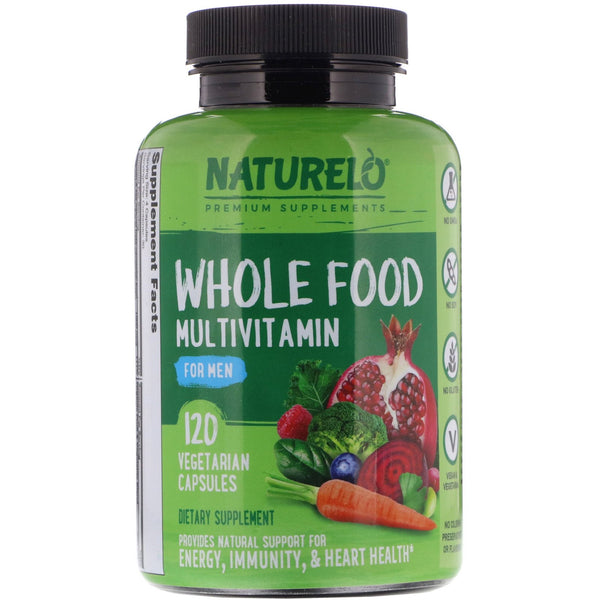 NATURELO, Whole Food Multivitamin for Men, 120 Vegetarian Capsules - The Supplement Shop
