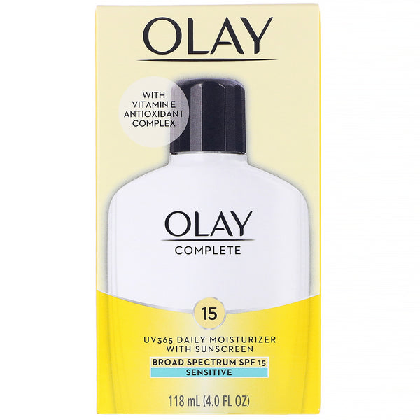 Olay, Complete, UV365 Daily Moisturizer, SPF 15, Sensitive, 4.0 fl oz (118 ml) - The Supplement Shop