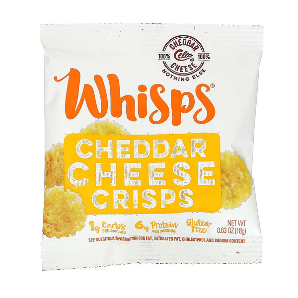 Whisps, Cheddar Cheese Crisps, Snack Packs, 6 Pouches, 0.63 oz (18 g) Each - The Supplement Shop