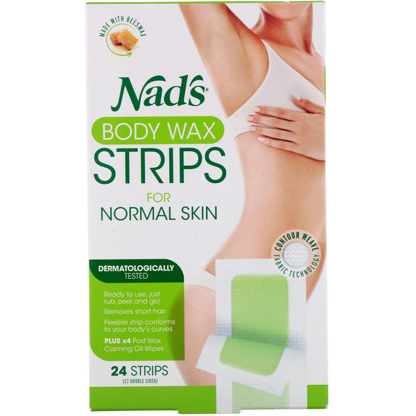 Nad's, Body Wax Strips, For Normal Skin, 24 Strips - The Supplement Shop