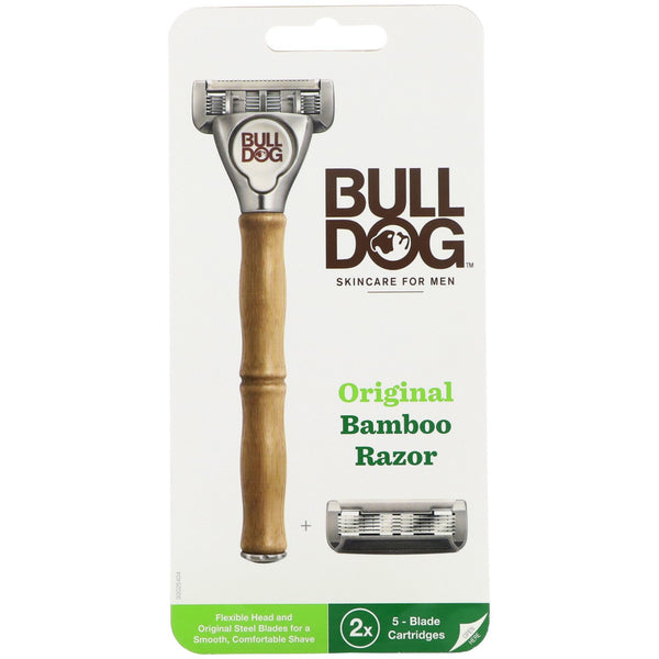 Bulldog Skincare For Men, Original Bamboo Razor, Two 5-Blade Cartridges - The Supplement Shop