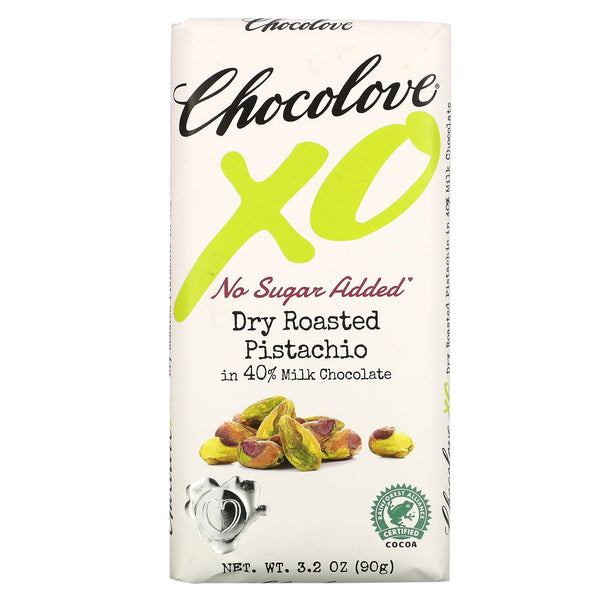 Chocolove, XO, Dry Roasted Pistachio in 40% Milk Chocolate Bar, 3.2 oz ( 90 g) - The Supplement Shop