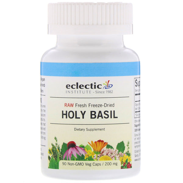 Eclectic Institute, Raw Fresh Freeze-Dried, Holy Basil, 200 mg, 90 Non-GMO Veg Caps - The Supplement Shop