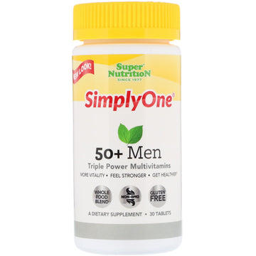 Super Nutrition, SimplyOne, 50+ Men, Triple Power Multivitamins, 30 Tablets