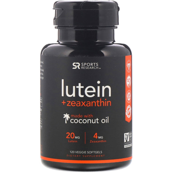 Sports Research, Lutein + Zeaxanthin with Coconut Oil, 120 Veggie Softgels - The Supplement Shop