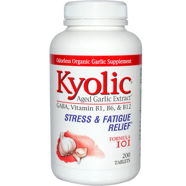 Kyolic, Aged Garlic Extract, Stress & Fatigue Relief, Formula 101, 200 Tablets - The Supplement Shop