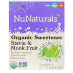 NuNaturals, Organic Sweetener, Stevia and Monk Fruit, 70 Packets, 2.47 oz (70 g) - The Supplement Shop