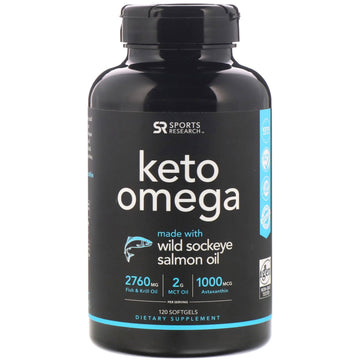 Sports Research, Keto Omega with Wild Sockeye Salmon Oil, 120 Softgels