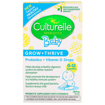 Culturelle, Probiotics, Baby, Grow + Thrive, Probiotics + Vitamin D Drops, 0-12 Months, .30 fl oz (9 ml)