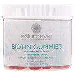 Solumeve, Biotin Gummies, Gelatin Free, Strawberry Flavor, 100 Vegetarian Gummies - The Supplement Shop