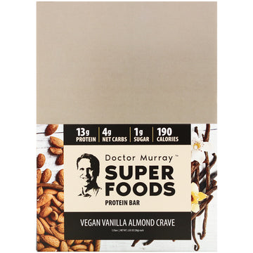 Dr. Murray's, Superfoods Protein Bars, Vegan Vanilla Almond Crave , 12 Bars, 2.05 oz (58 g) Each