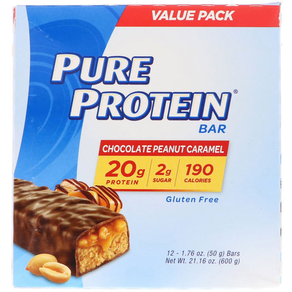 Pure Protein, Chocolate Peanut Caramel Bar, 12 Bars, 1.76 oz (50 g) Each - The Supplement Shop