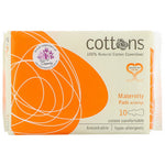 Cottons, 100% Natural Cotton Coversheet, Maternity Pads with Wings, Heavy, 10 Pads - The Supplement Shop