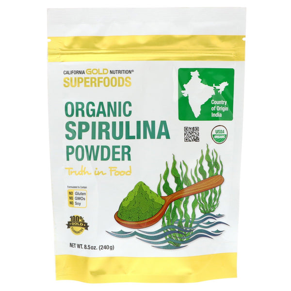 California Gold Nutrition, Superfoods, Organic Spirulina Powder, 8.5 oz (240 g) - The Supplement Shop