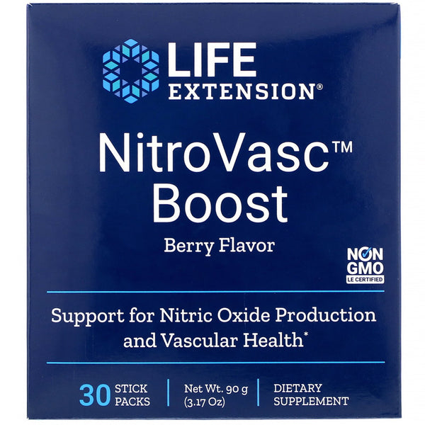 Life Extension, NitroVasc Boost, Berry Flavor, 30 Stick Packs - The Supplement Shop